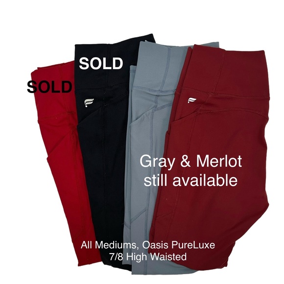 Fabletics PureLuxe Merlot Red 7/8 High Waisted Leggings, Size M/8 - Picture 7 of 7